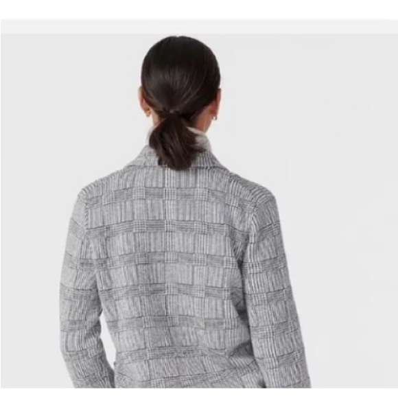 J. Crew Sophie Open Front Sweater Blazer in Glen Plaid Ivory Hthr Charcoal  - XS - Picture 4 of 7